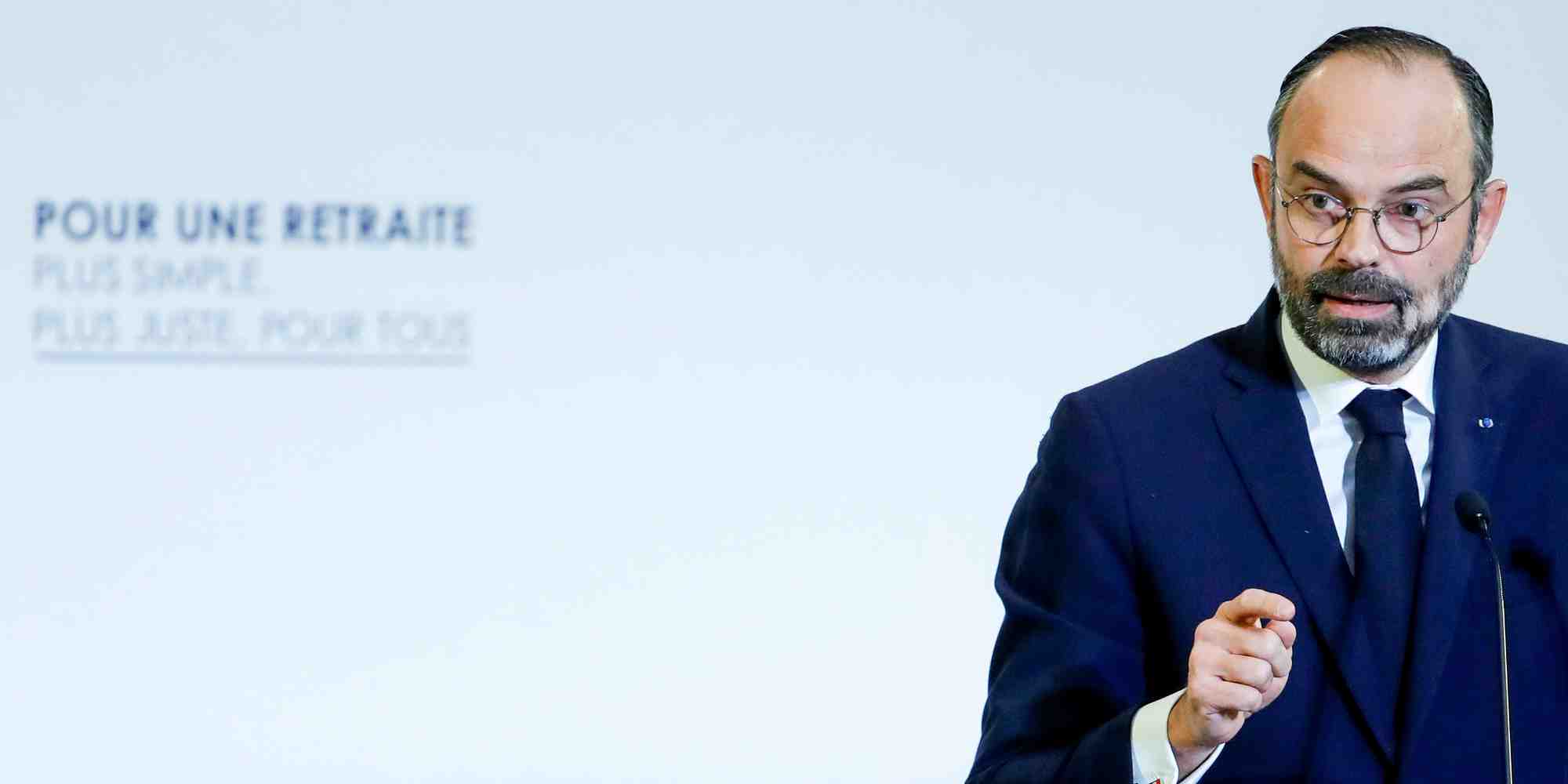 Édouard Philippe, lors de la présentation du projet de réforme des retraites, le 11 décembre 2019 au Conseil économique, social et environnemental (Cese).