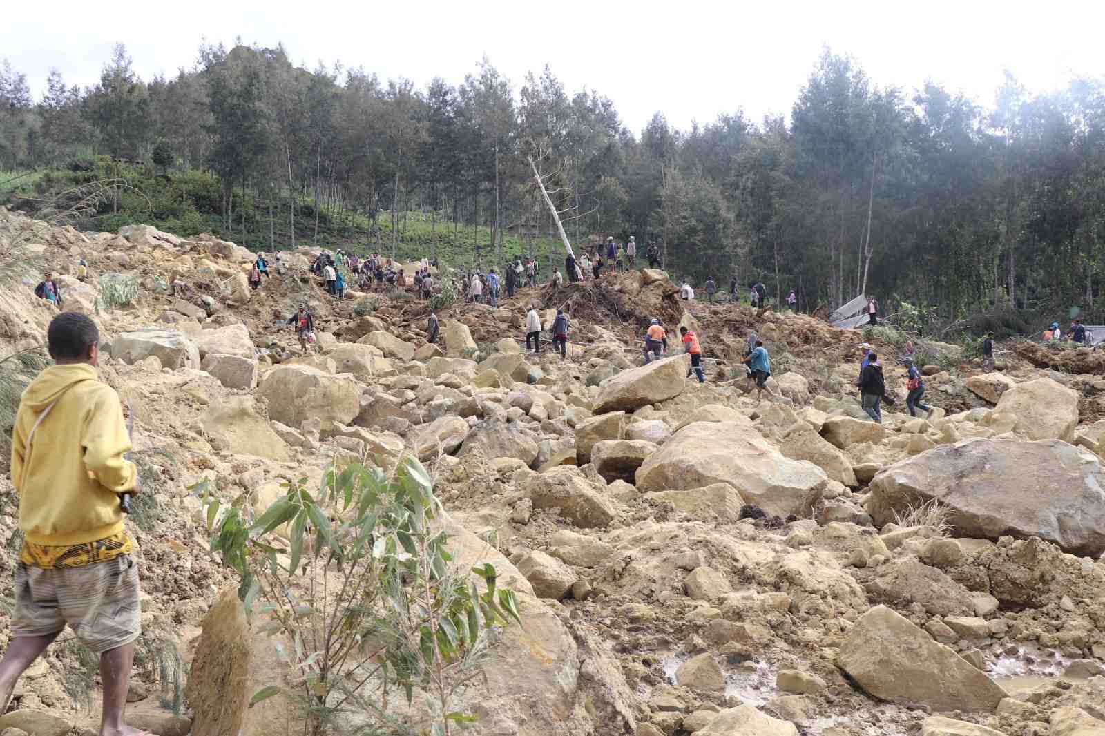 Les consequences d'un glissement de terrain en papouasie-nouvelle-guinee