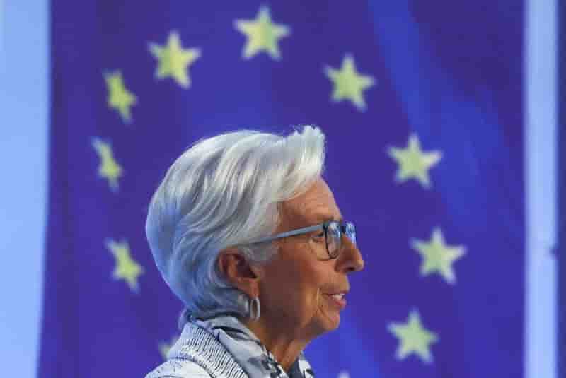 Christine lagarde, presidente de la bce, lors d'une conference de presse a l'issue d'une reunion de politique monetaire a francfort