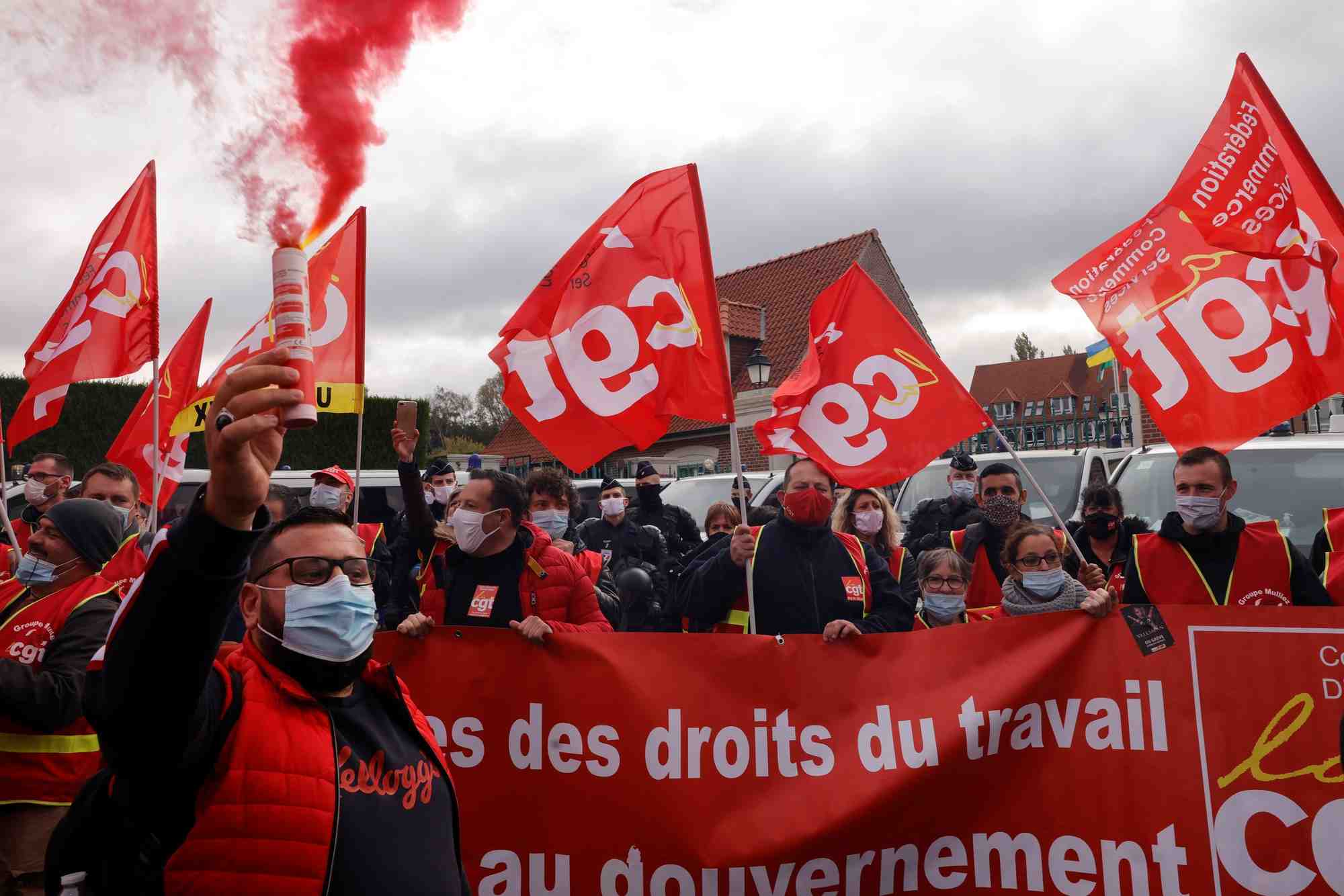 Des membres du syndicat cgt lors d'une manifestation