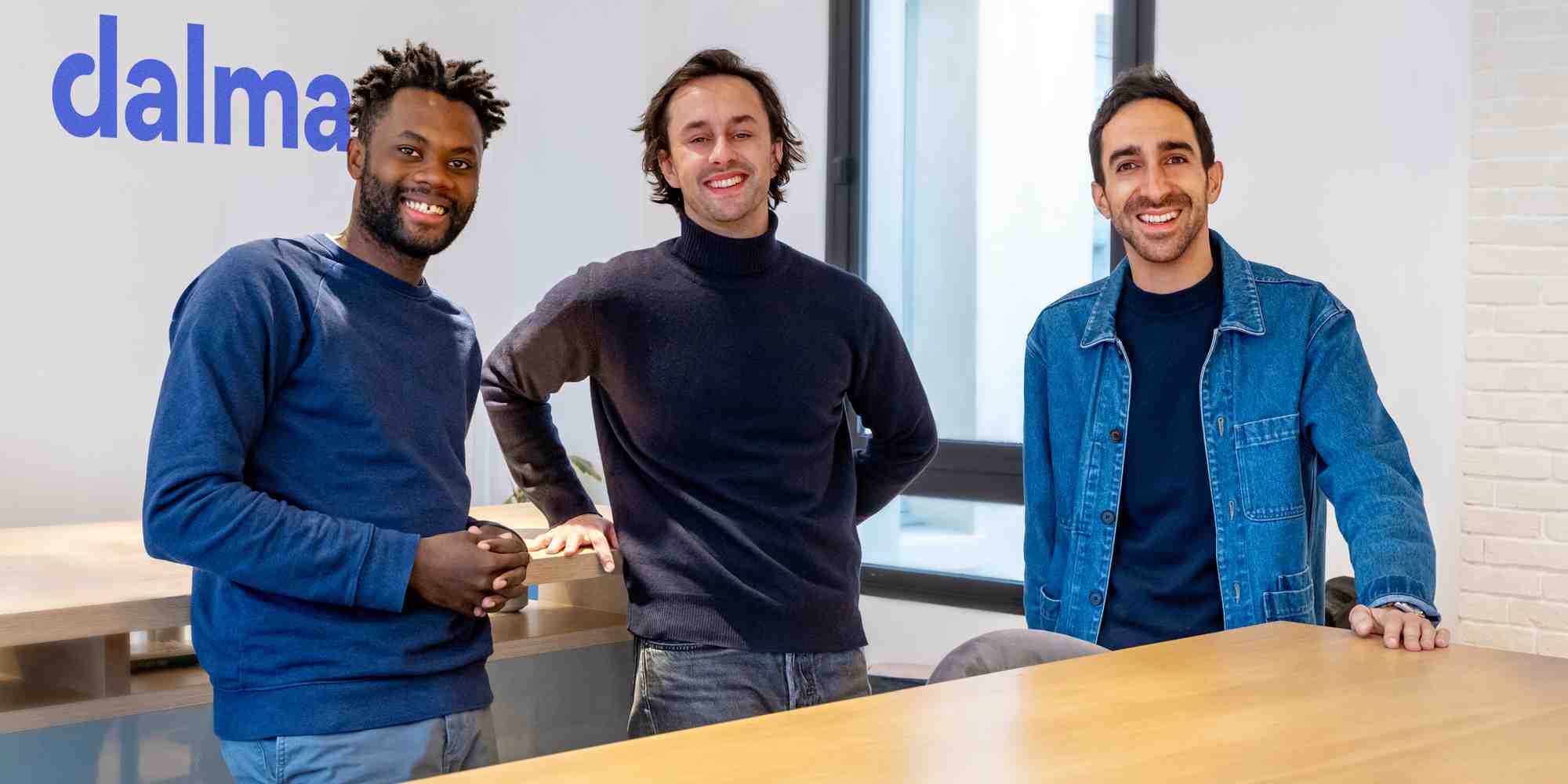 Les co-fondateurs de Dalma : Harry Belinga, Alban de Préville, et Raphaël Sadaka.