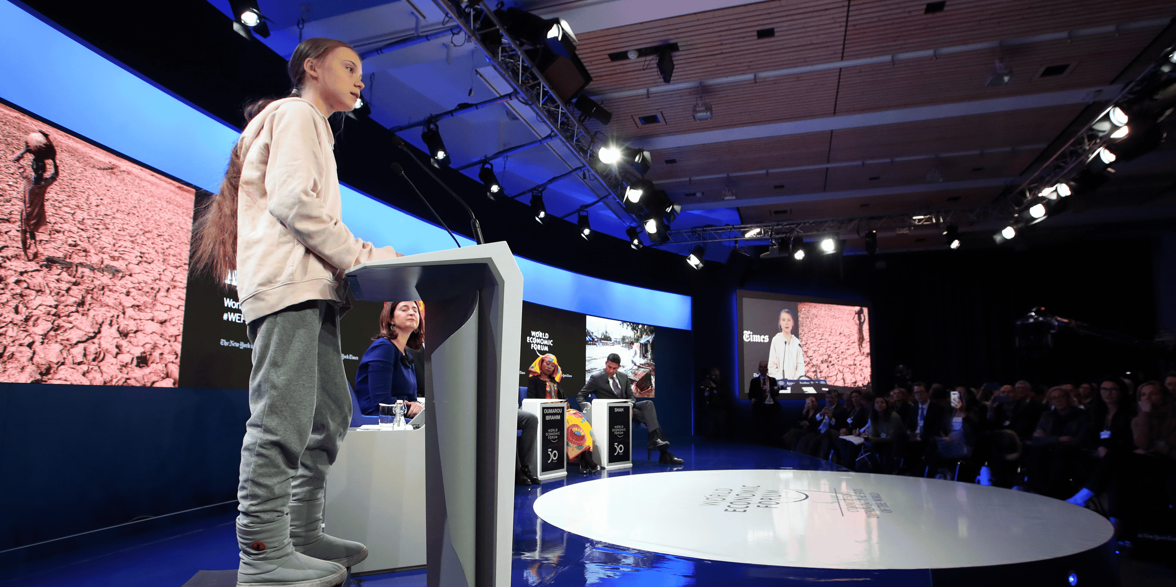 L'activiste suédoise Greta Thunberg lors de la 50e édition du World economic forum (Davos)
