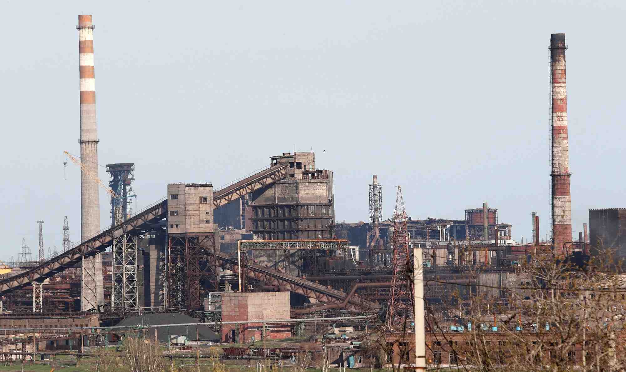 File photo: a view shows the azovstal iron and steel works in mariupol