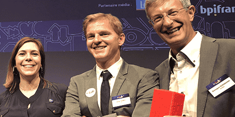 S. Huberlant, X. Garric et G. Issenmann, cofondateurs de Womed, lors de la finale du Grand Prix I-Lab 2018