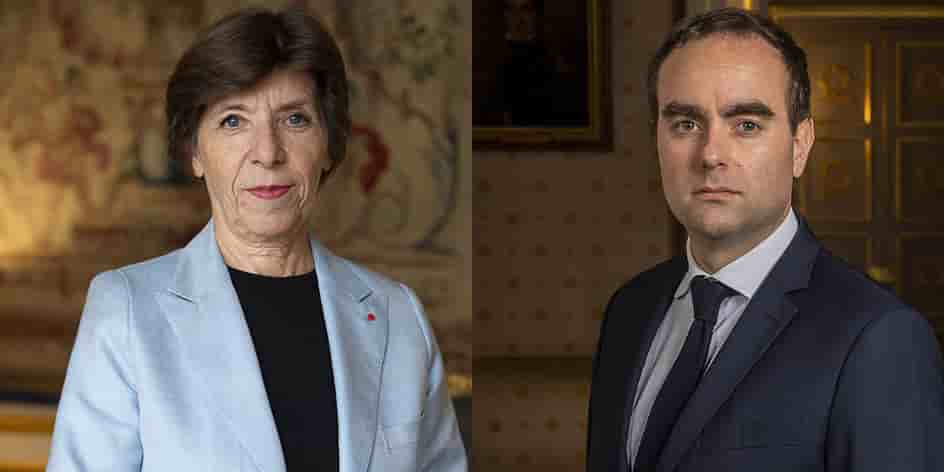 Catherine Colonna, Ministre de l'Europe et des Affaires Étrangères ; Sébastien Lecornu, Ministre des Armées.