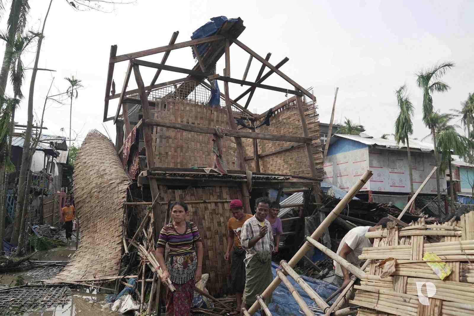 Les dommages causes par le cyclone mocha a sittwe, en birmanie