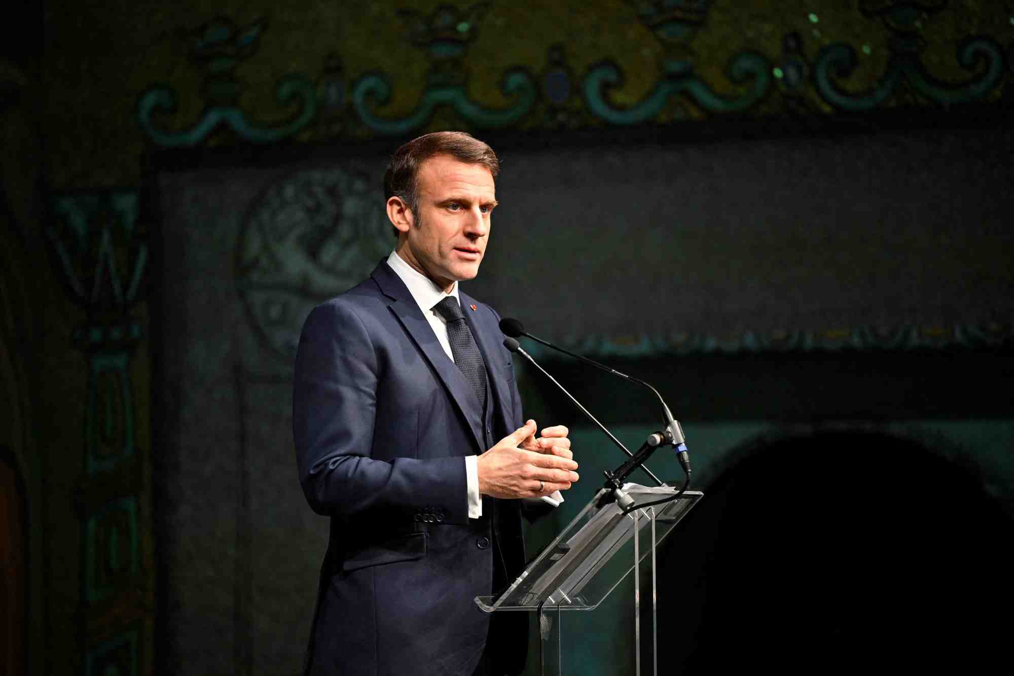 Le president francais macron en suede