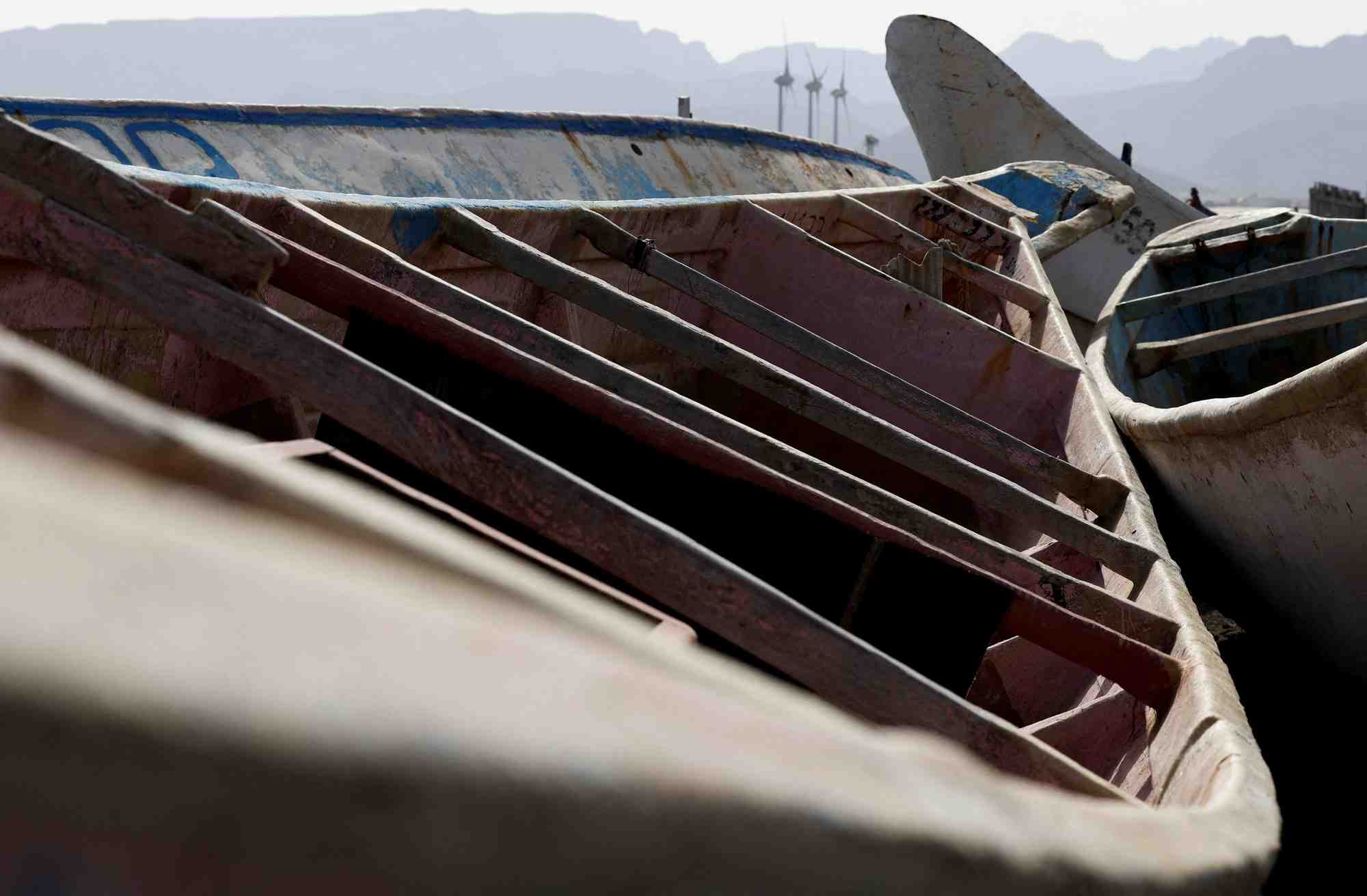 Des bateaux utilises par les migrants