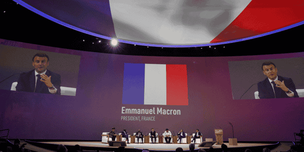 Intervention du président français à la COP28, avant-hier.