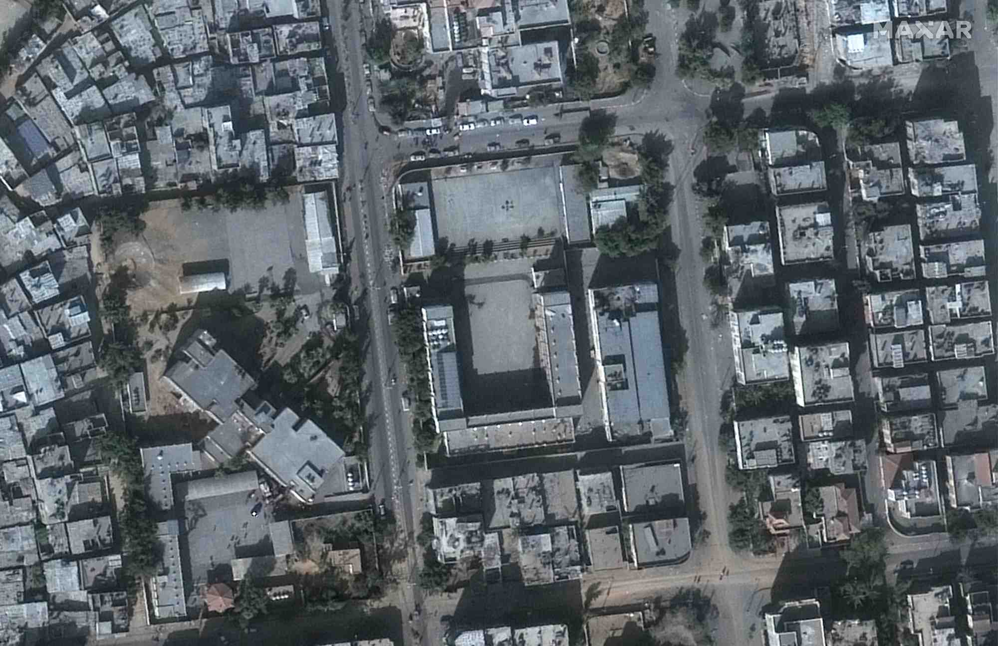 Une vue aerienne de l'hopital rantissi a gaza