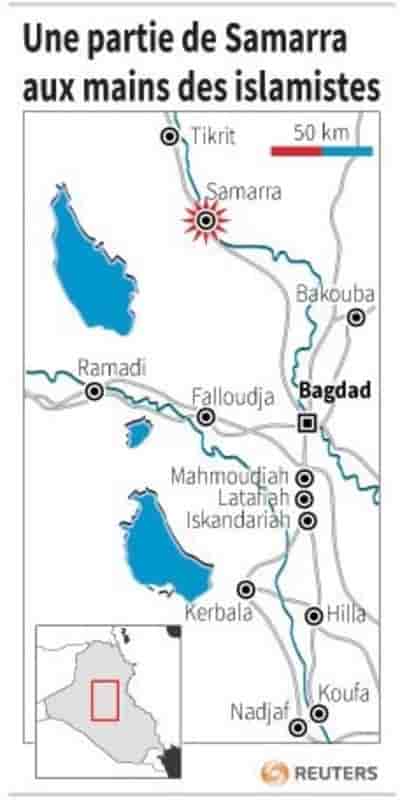 Les insurgés sunnites irakiens s'emparent d'une partie de Samarra