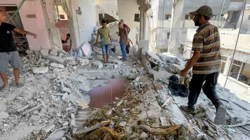 Site d'une frappe israelienne sur une maison dans la ville de gaza