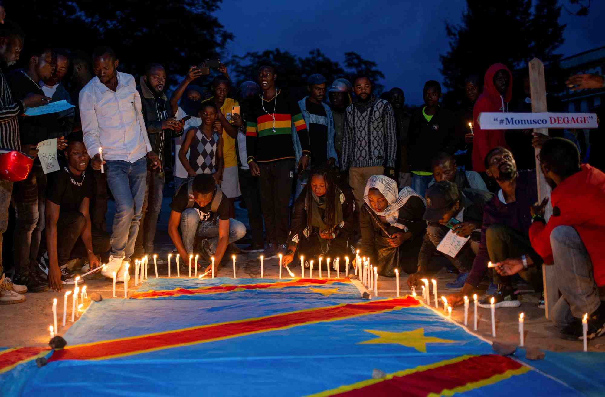Des militants congolais lors d'une veillee