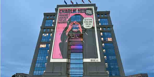 Les caricatures de Charlie Hebdo projetées sur l'Hotel de région de Montpellier, le 21 octobre 2020