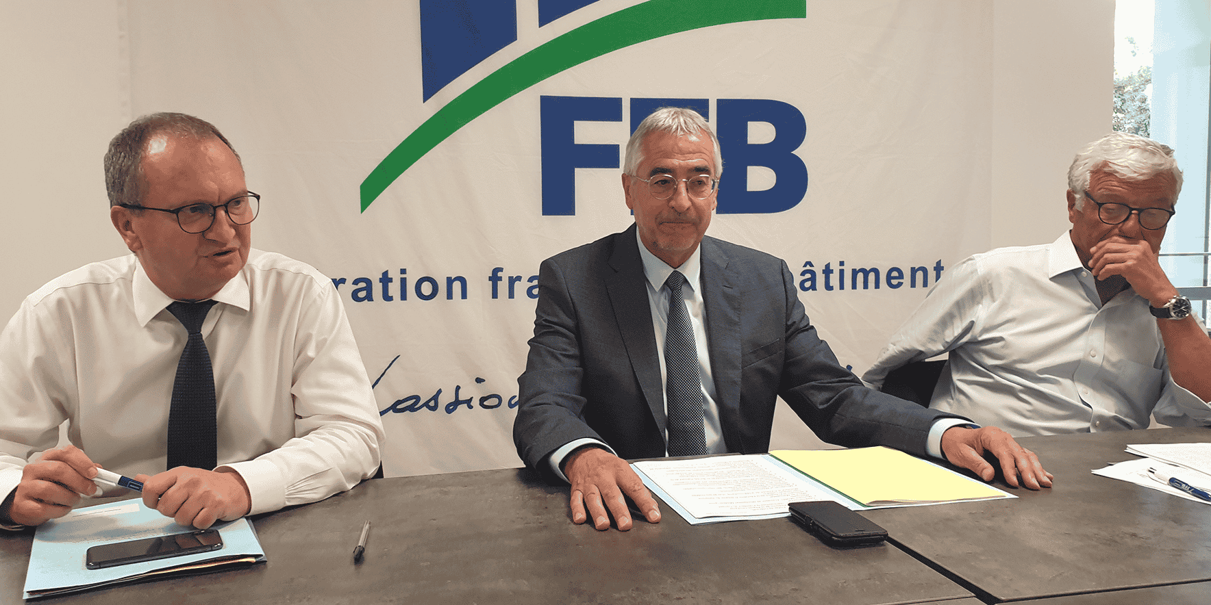 J. Chanut (FFB), T. Ducros (FFB Hérault) et P. Ceccotti (FFB Occitanie)