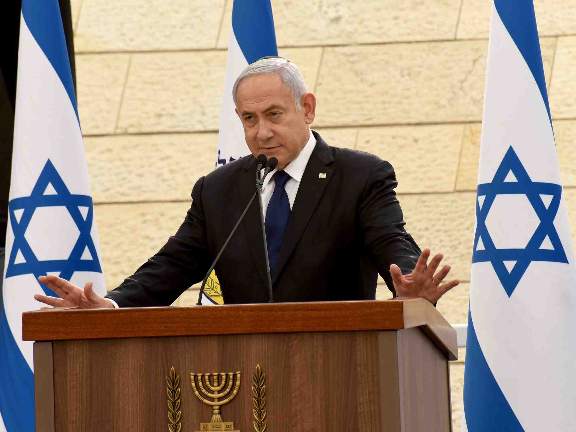 Le premier ministre israelien benjamin netanyahu assiste a la ceremonie du memorial day a jerusalem
