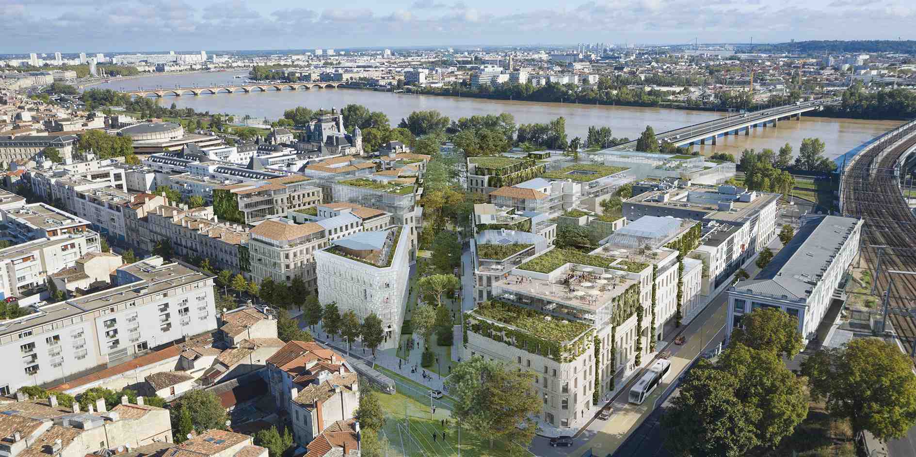 Vue du futur quartier Canopia, entre la gare Saint-Jean et les quais de la Garonne, où 30.000 m2 de commerces et 12.000 m2 d'hôtels sont prévus à l'horizon 2027.