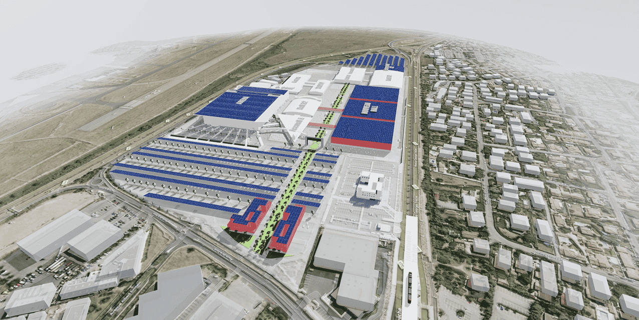 Projet du nouveau bâtiment de 21 000 m², modulable en trois espaces de 7 000 m²