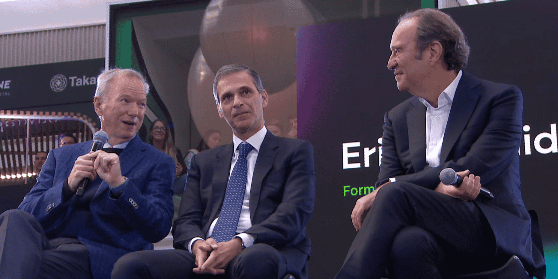 De gauche à droite : Eric Schmidt, Rodolphe Saadé, Xavier Niel.