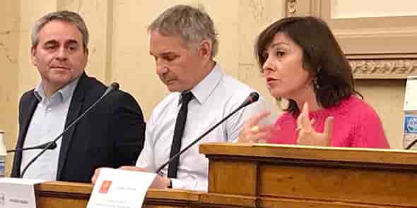 Xavier Bertrand, Patrick Vignal et Carole Delga, le 10 avril 2019 à l'Assemblée nationale