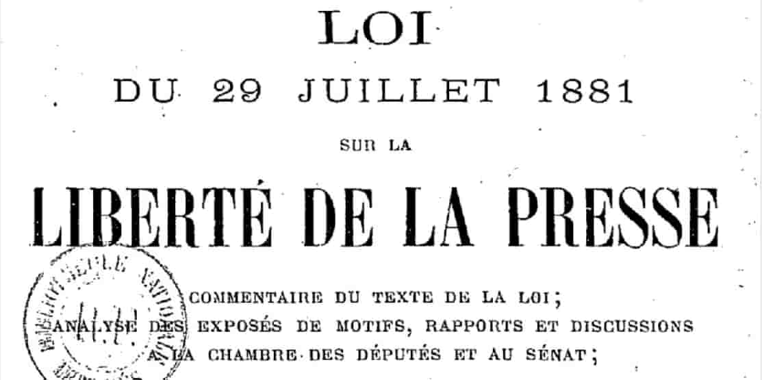 Loi du 29 juillet 1881, liberté de la presse, France