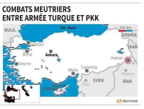 Dans le sud-est de la turquie, combats meutriers entre l'armee et le pkk