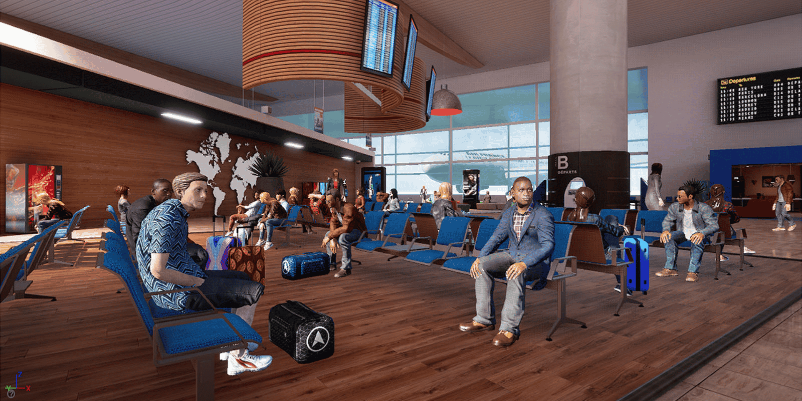 Un univers virtuel fortement inspiré de l'aéroport de Toulouse a été recréé.