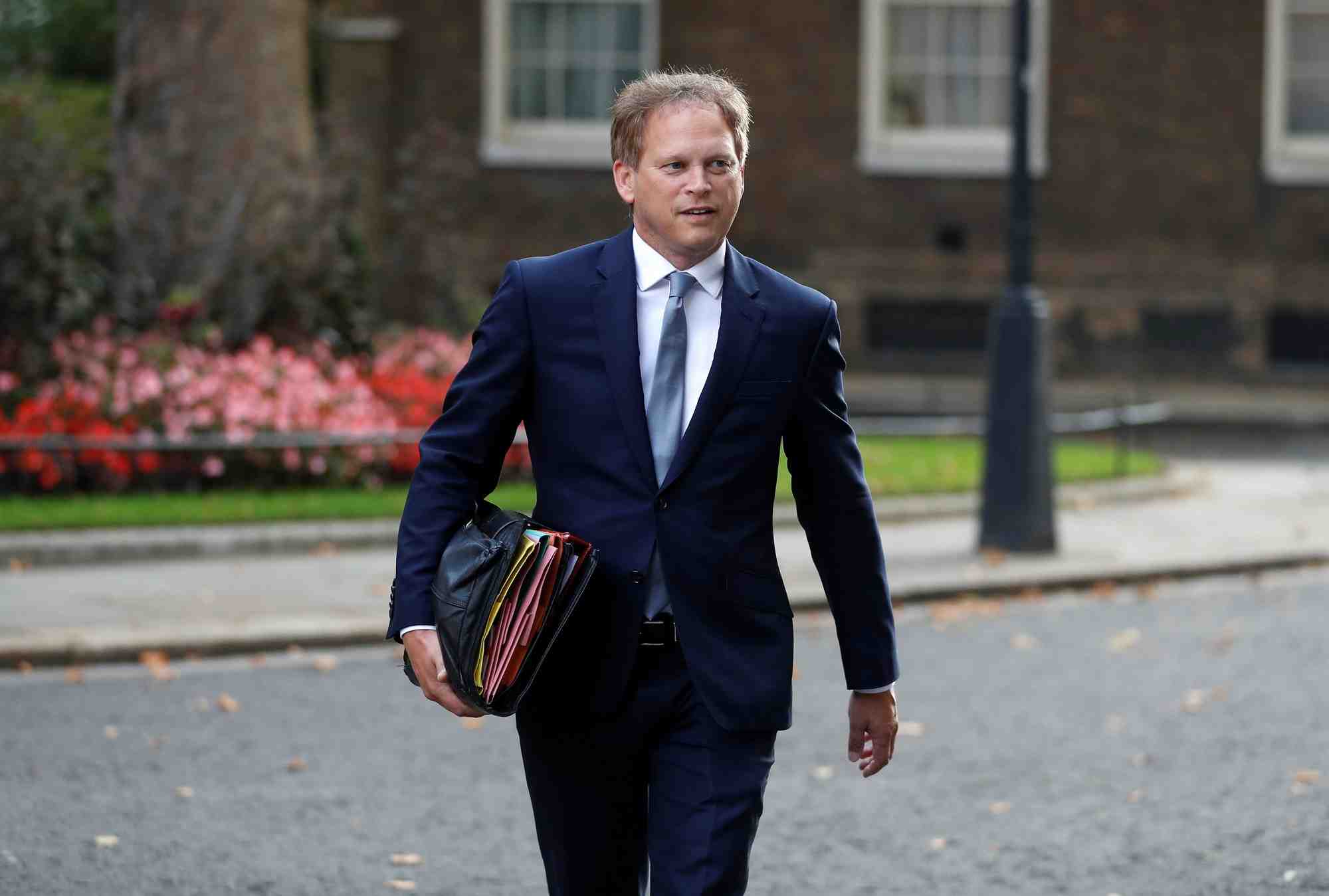 Le ministre britannique des transports Grant Shapps, le 15 septembre 2020 à Downing Street à Londres, en Grande-Bretagne.