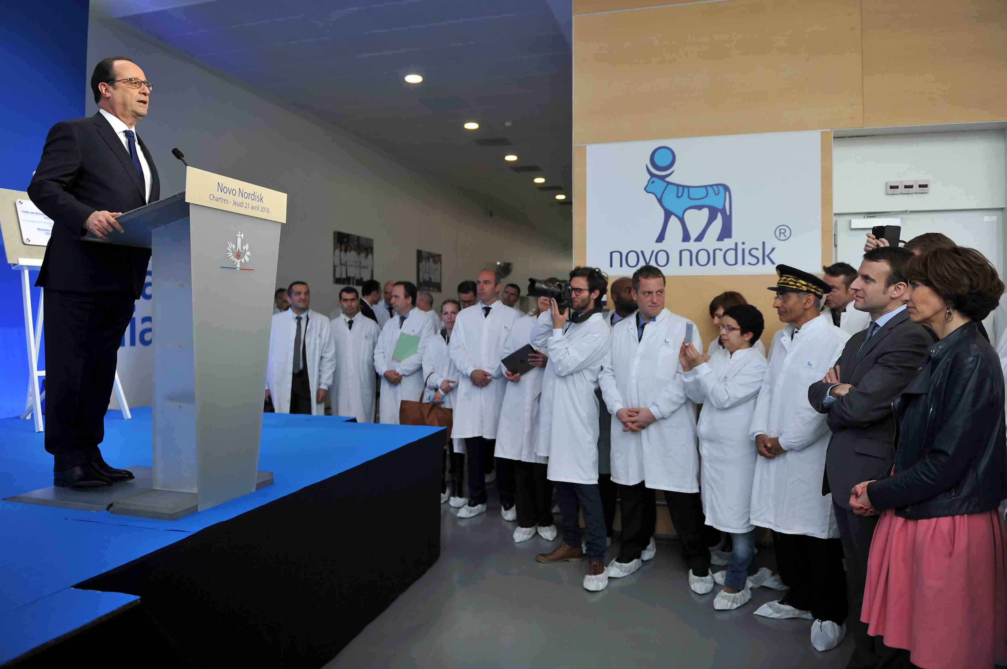 Hollande, Novo Nordisk, Macron, Touraine, Sorensen, usine, Chartres, industrie pharmaceutique, laboratoire, insuline, IDE, santé publique, diabète,