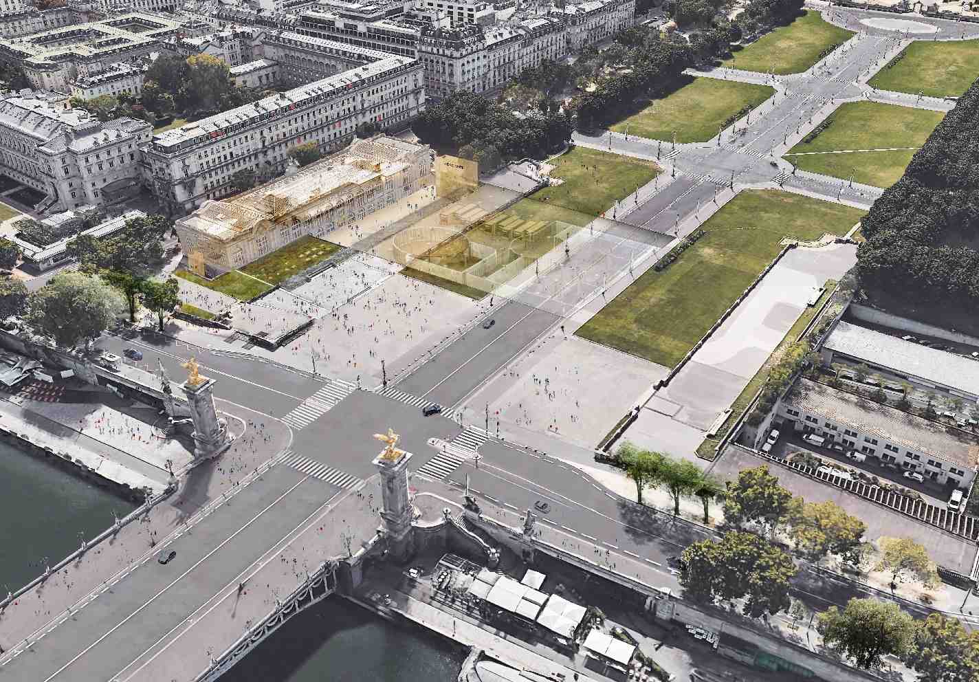 La transformation de l'aérogare des Invalides telle que pensée par le promoteur dans le cadre du deuxième concours "Réinventer Paris".