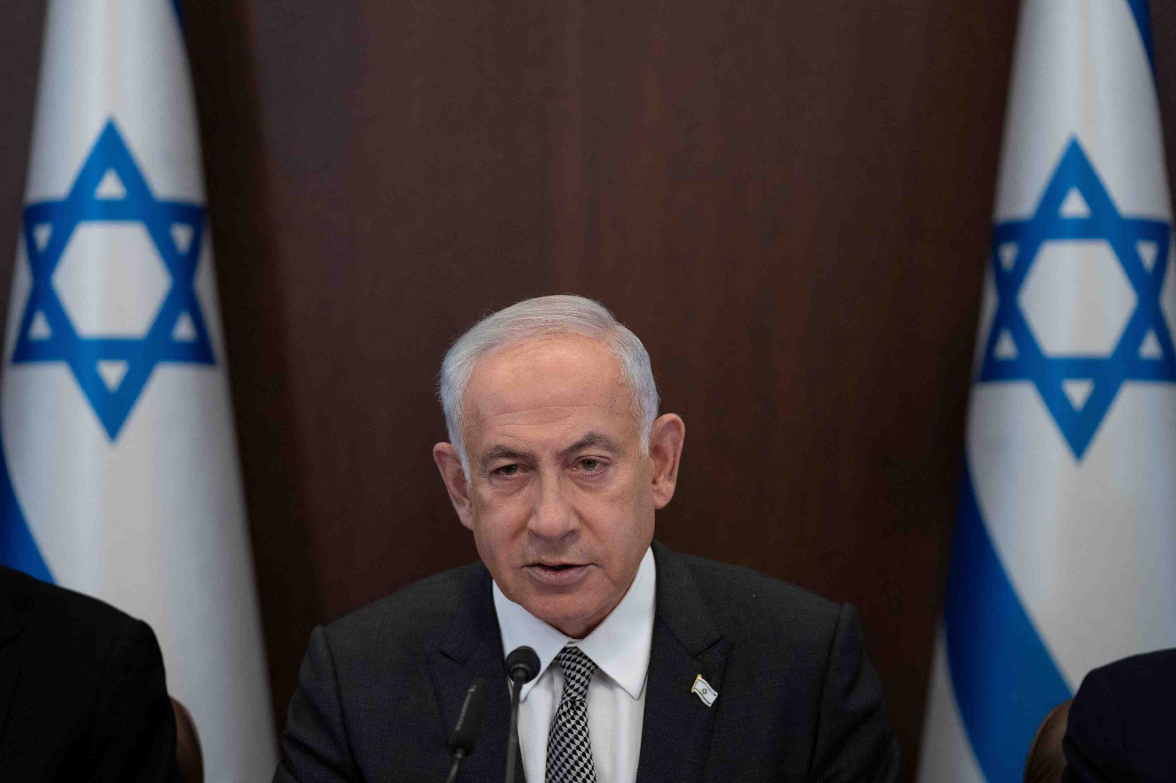 Le premier ministre israelien benjamin netanyahu lors d'une reunion du cabinet a jerusalem