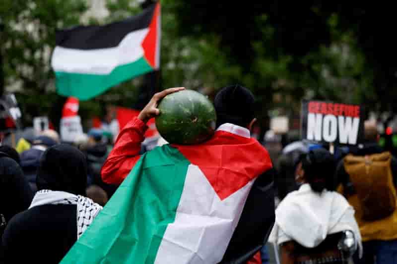 Une manifestation en solidarite avec les palestiniens a londres