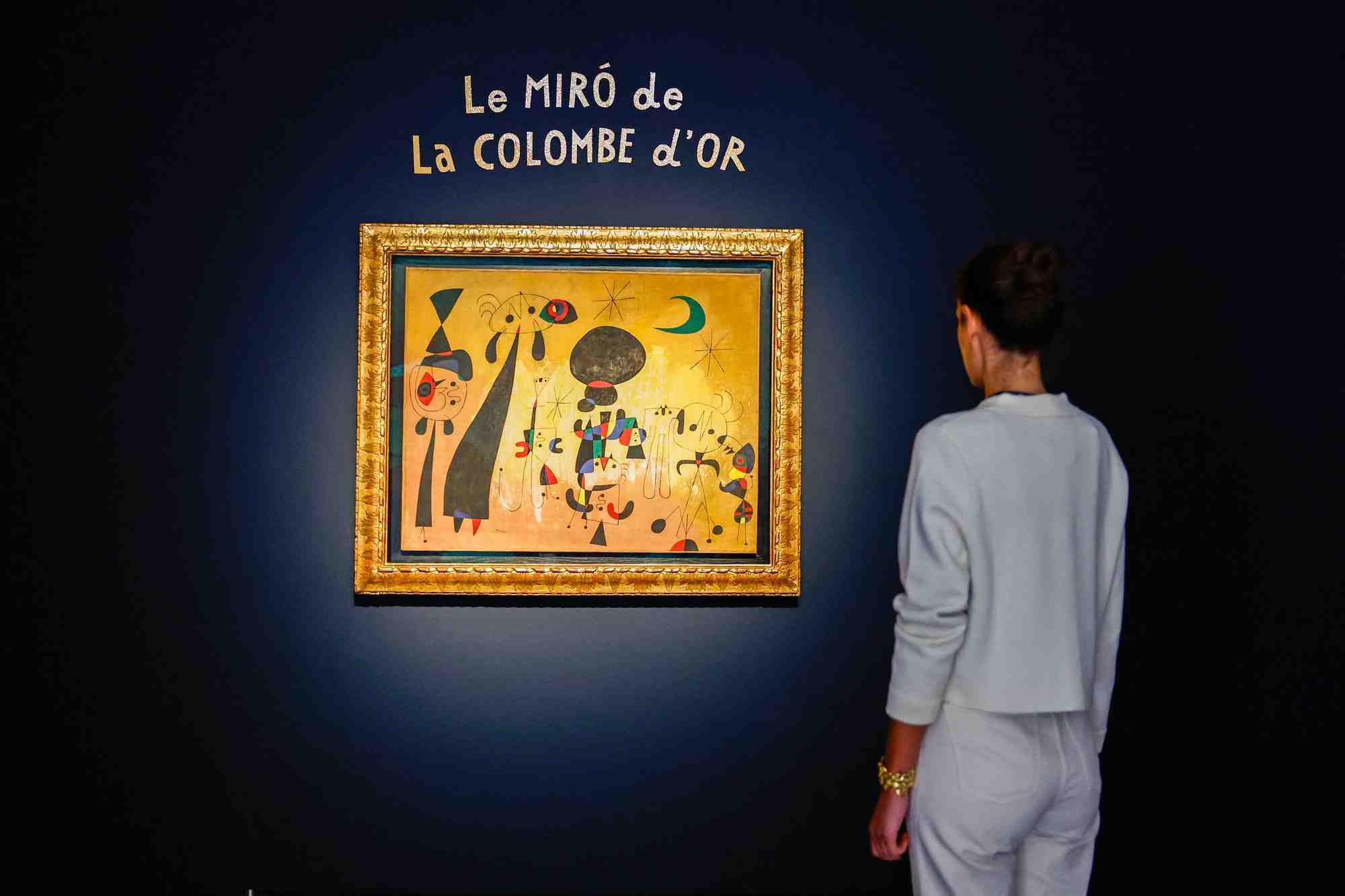 "peinture (femme, lune, etoiles), 1949" du peintre joan miro (1893-1983)