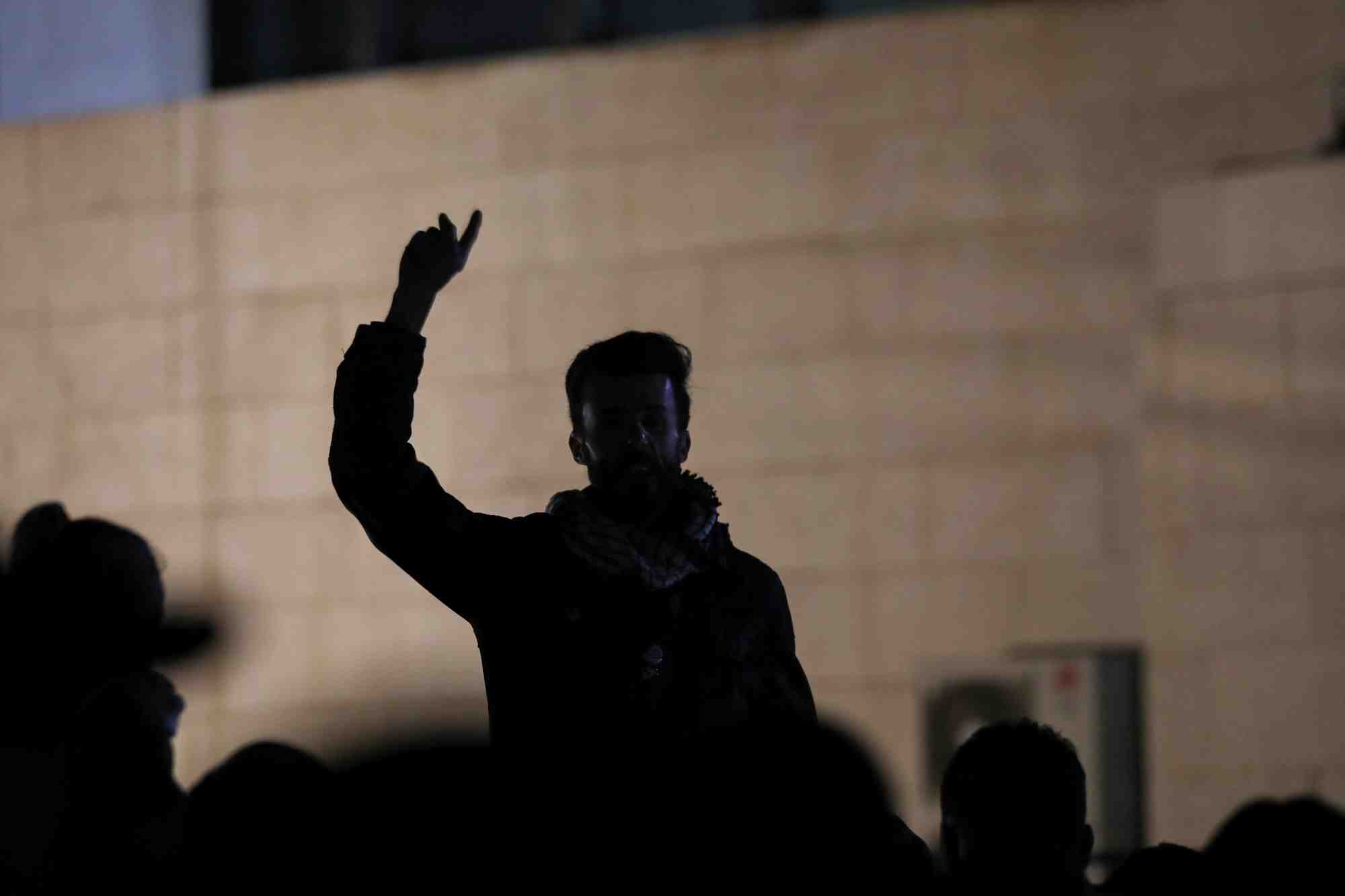 Manifestation de soutien aux palestiniens de gaza pres de l'ambassade d'israel a amman