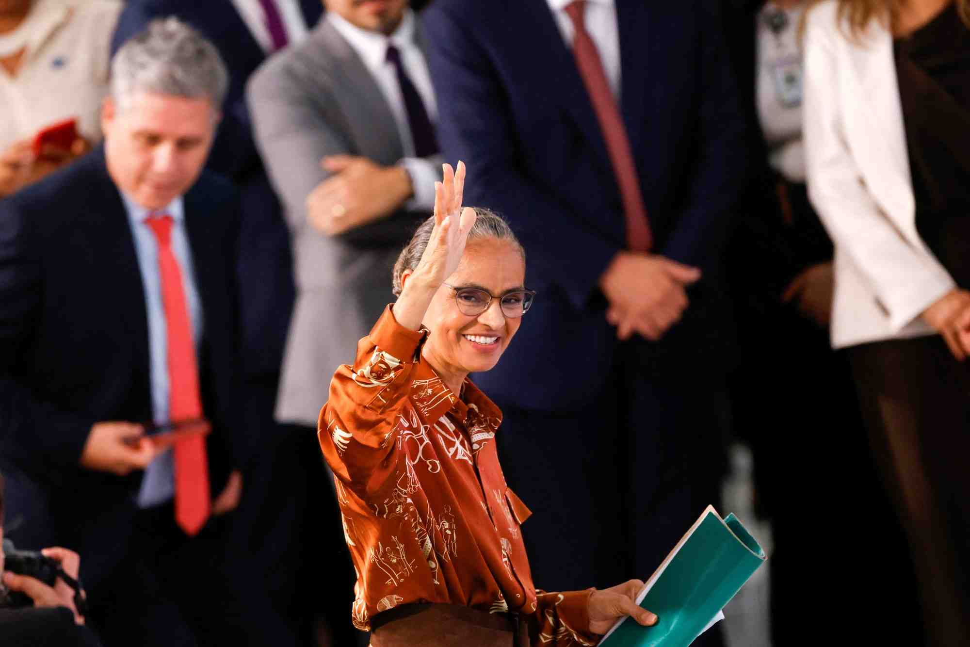 La nouvelle ministre de l'environnement du bresil, marina silva, lors de sa ceremonie d'investiture au palais planalto a brasilia