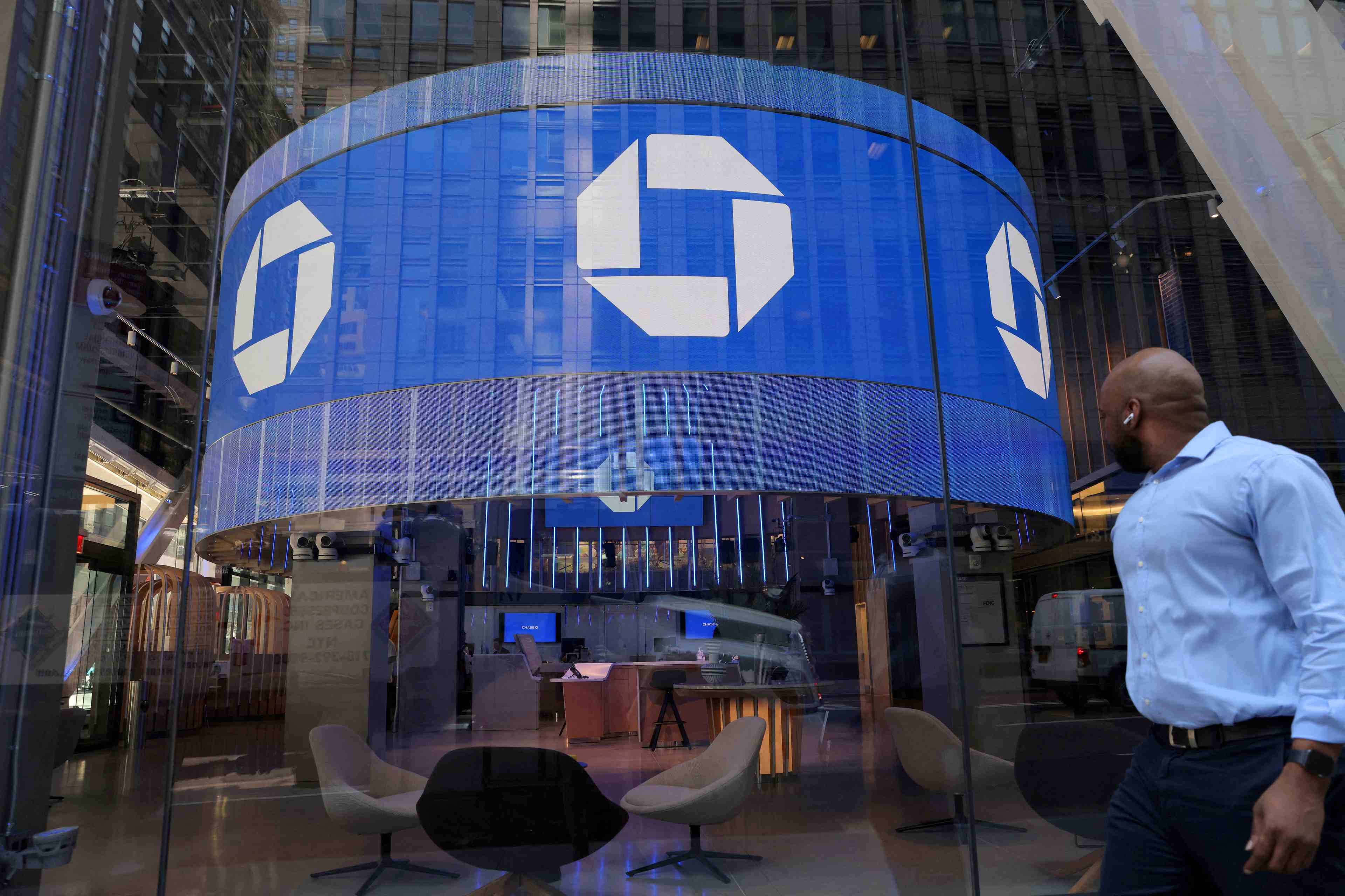 Une agence de la chase bank a manhattan, new york