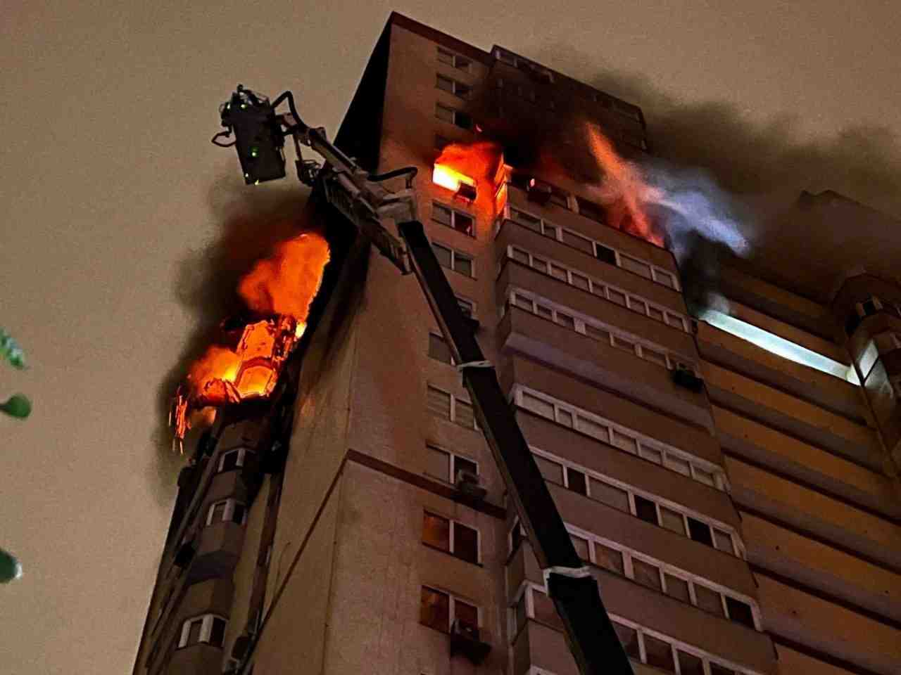 Aftermath of a russian drone attack in kyiv