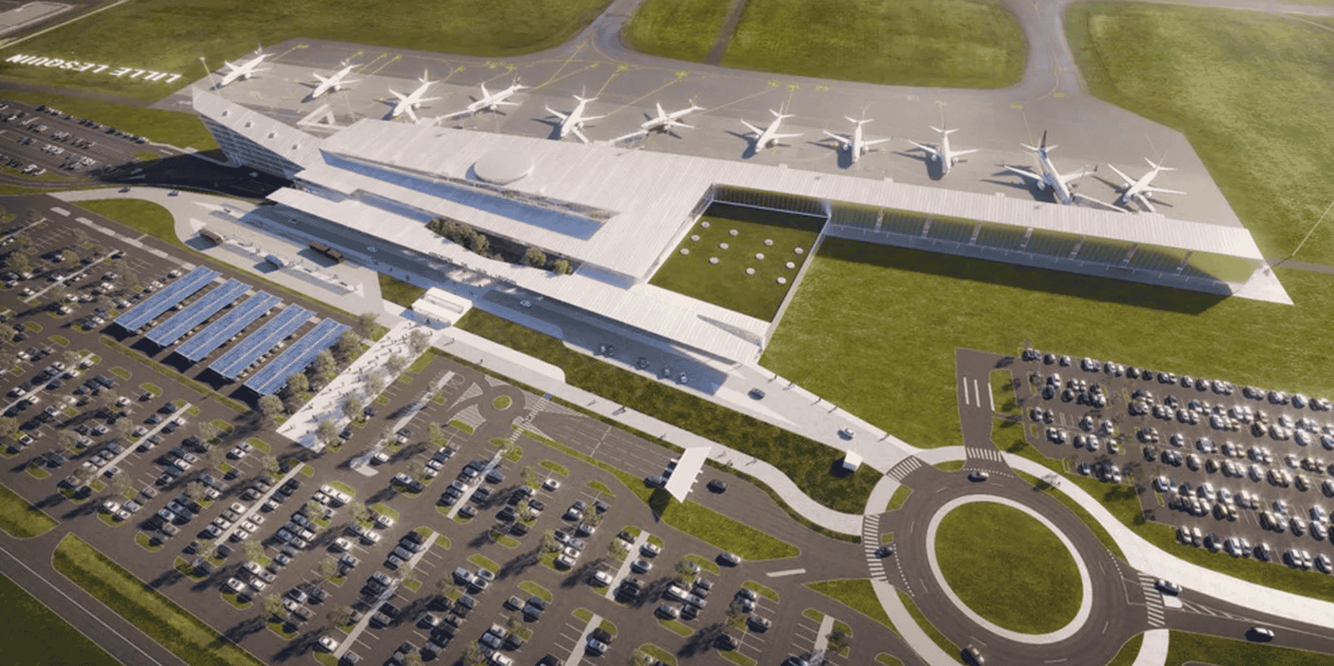 Projection de l'extension du nouveau terminal.