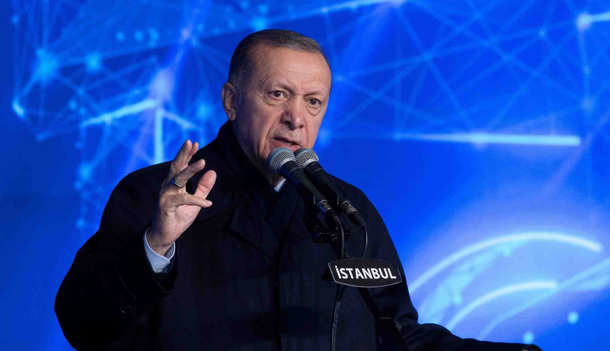 Le president turc recep tayyip erdogan lors d'une ceremonie a silivri, pres d'istanbul, en turquie