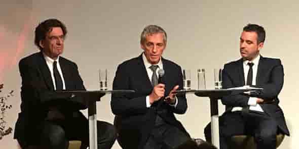 Luc Ferry, Philippe Saurel et Laurent Villaret, le 18 décembre 2018 à Montpellier