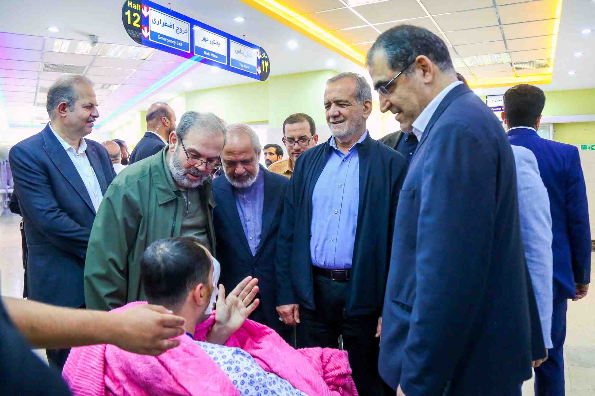 File photo: iran's president masoud pezeshkian visits one of the victims injured by pager explosions across lebanon, in a hospital in tehran