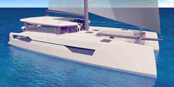 Visuel 3D d'un des bateaux éco-responsables imaginés par Windeo