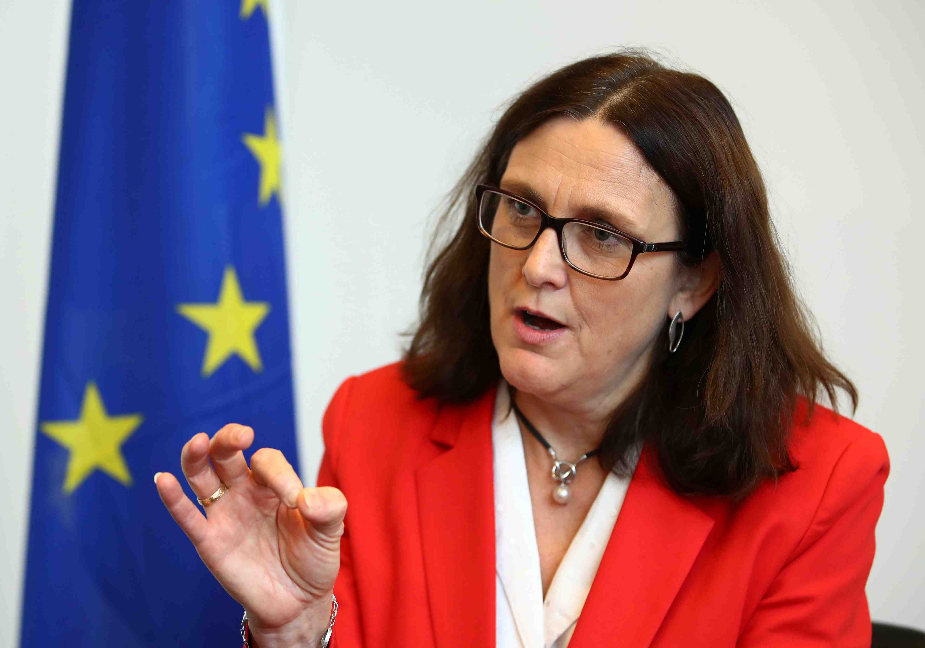 Brexit: il y aura bien des droits de douane en cas de "no deal", promet malmstrom