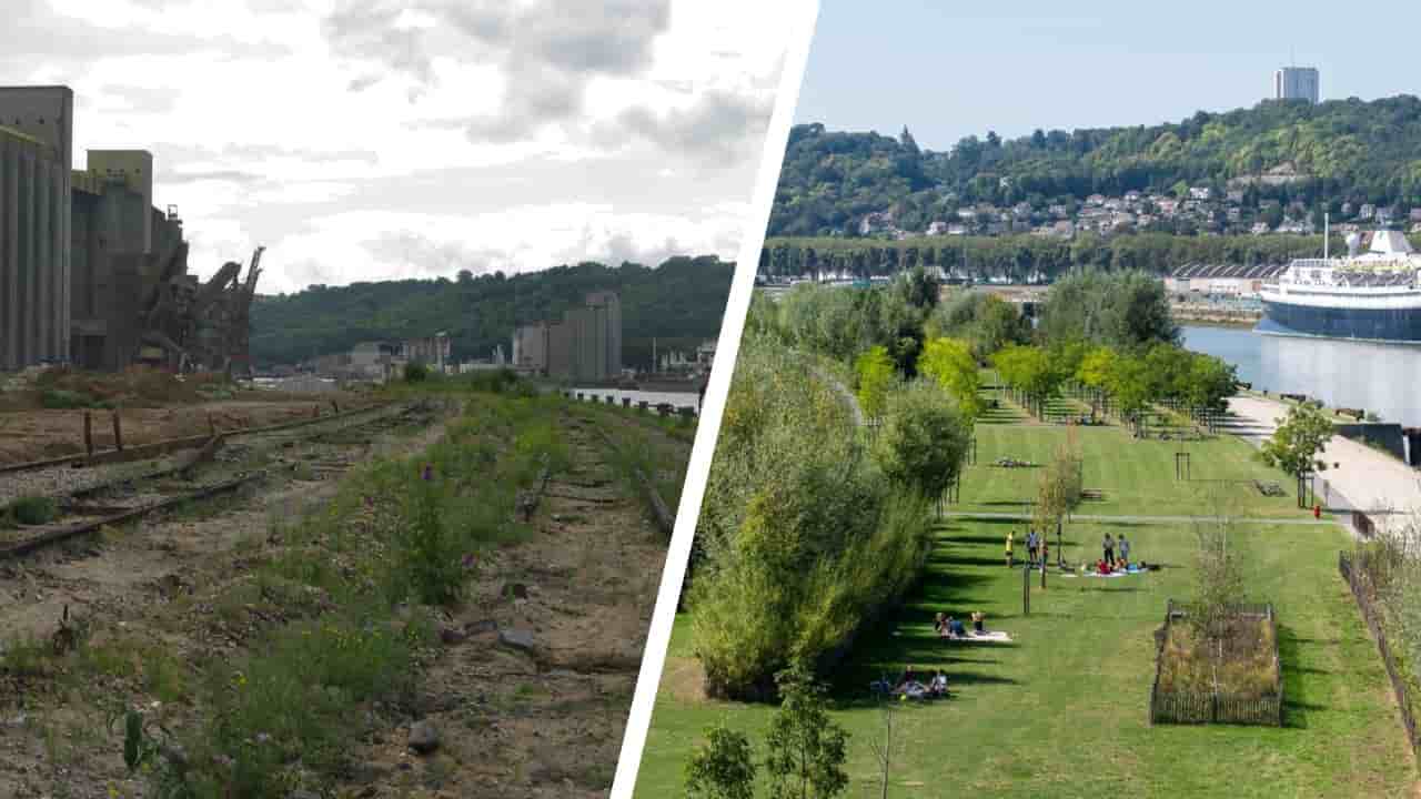 La partie aval des bords de Seine avant et après les aménagements