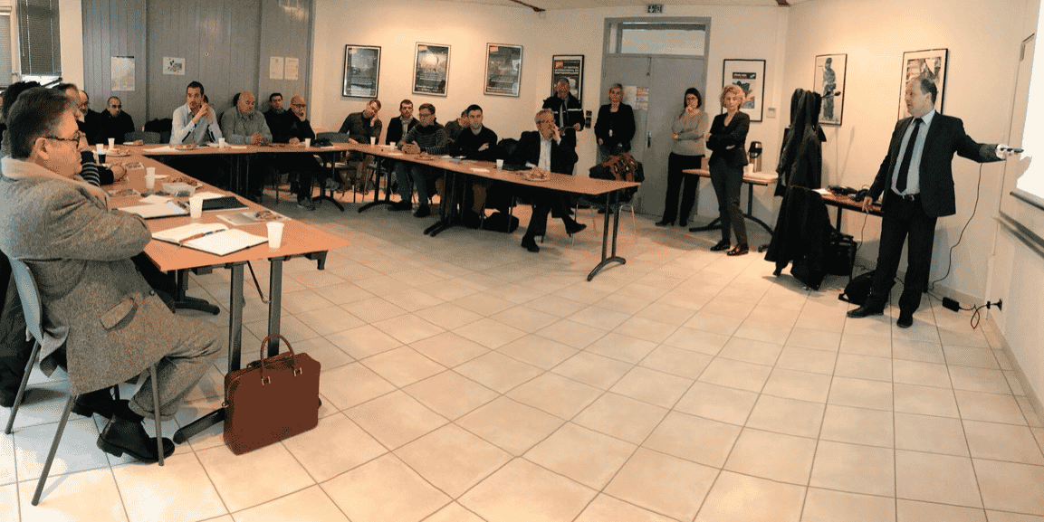 Les chefs d'entreprise réunis pour la formation en cybersécurité proposée par la CCI 66 et Orange.