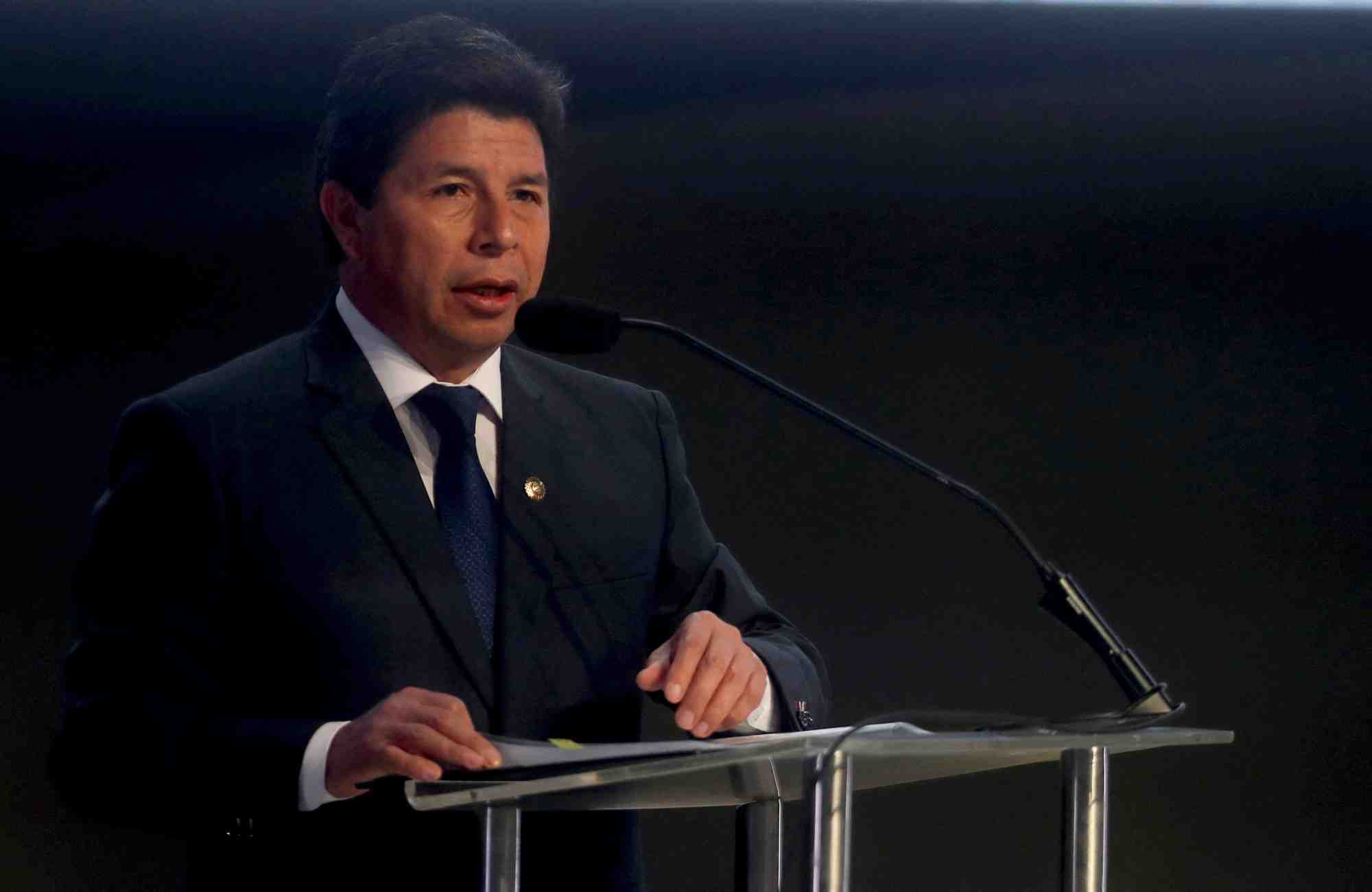 Photo d'archives du president peruvien pedro castillo lors du viie sommet ministeriel sur la transformation gouvernementale et numerique des ameriques, a lima