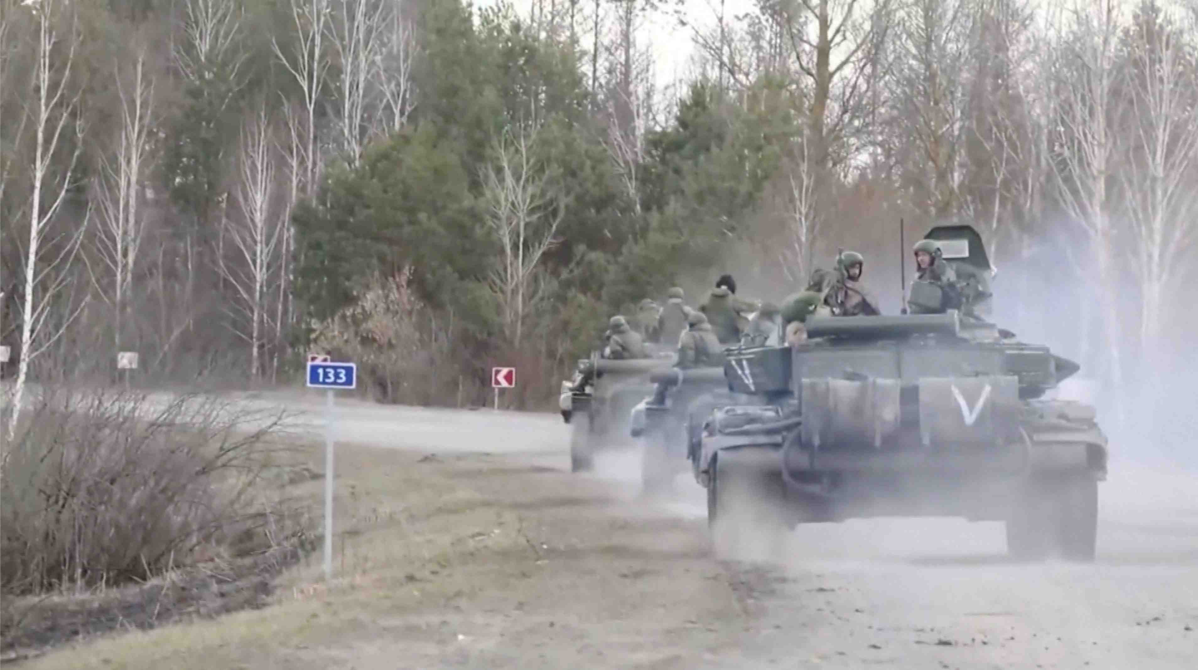 Russian defence ministry releases video of its troops entering kyiv region