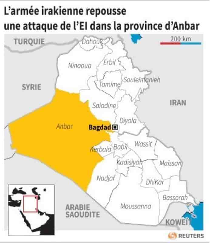 L’armee irakienne repousse une attaque de l’ei dans la province d’anbar