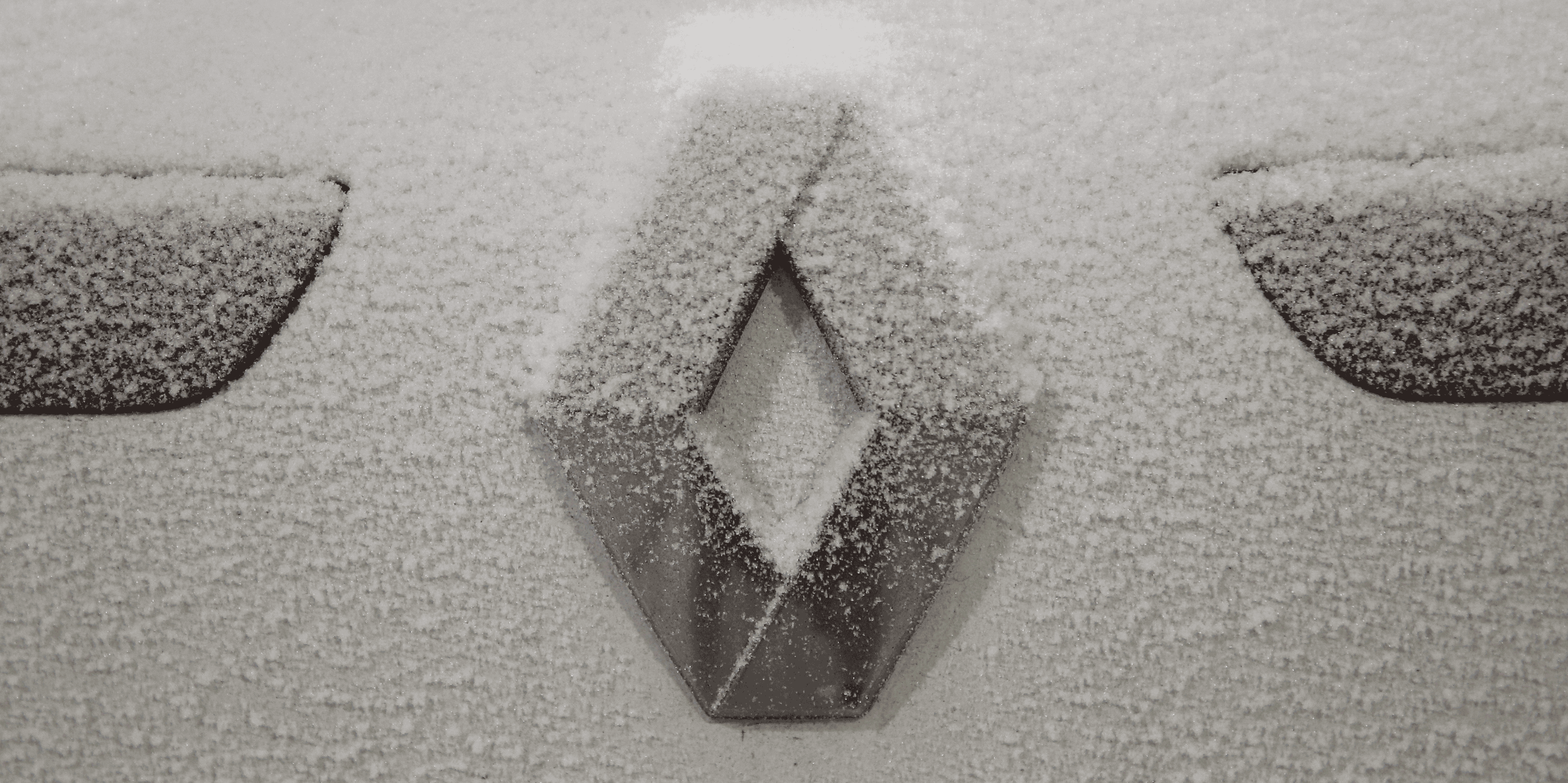 Renault, logo, hiver, neige
