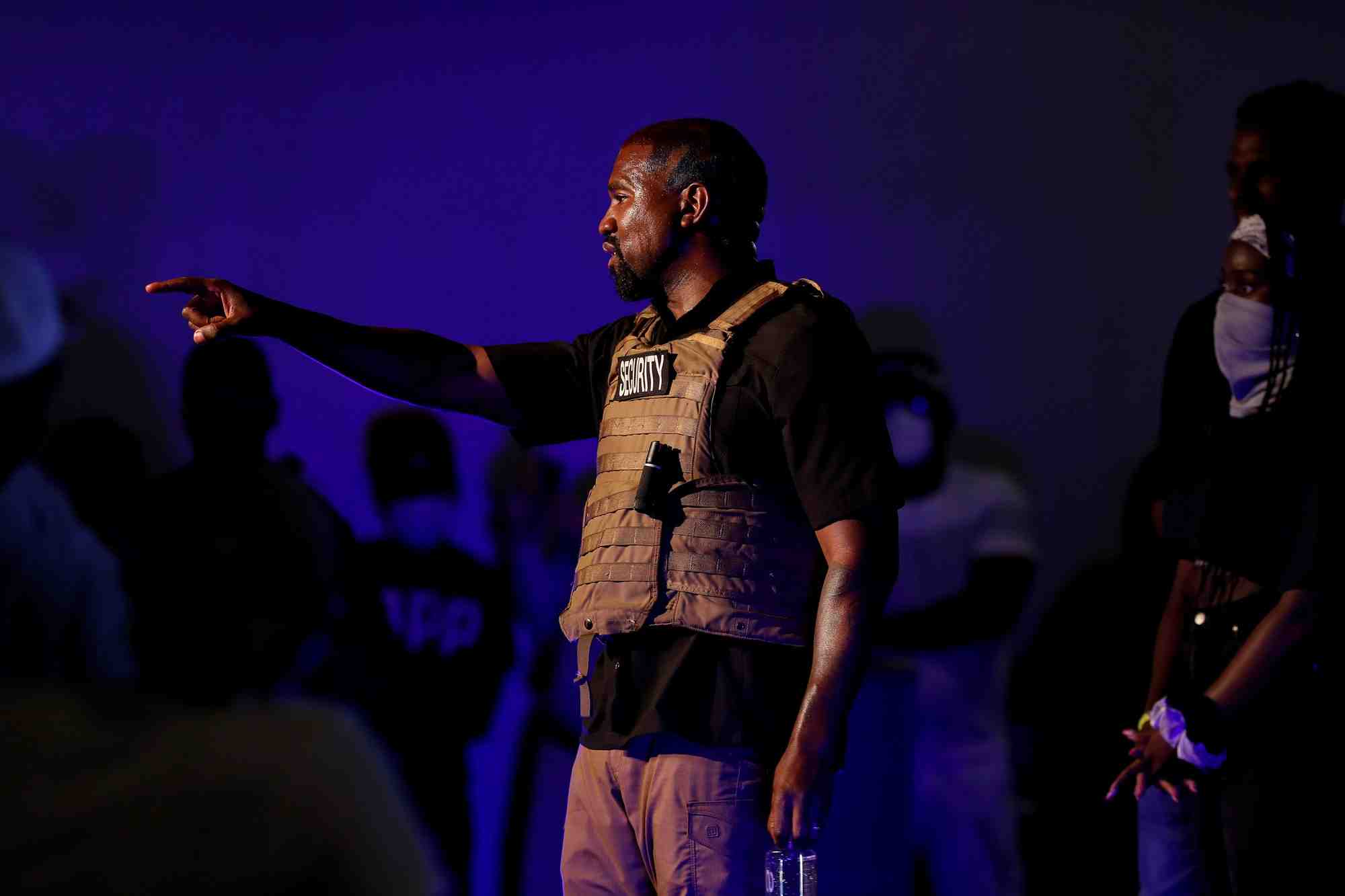 Photo d'archives de kanye west lors d'un discours a north charleston, caroline du sud, etats-unis